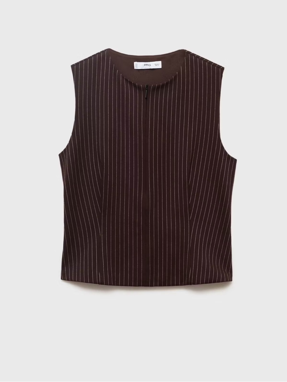 Mango Dark Brown Pinstripe Sleeveless Top
